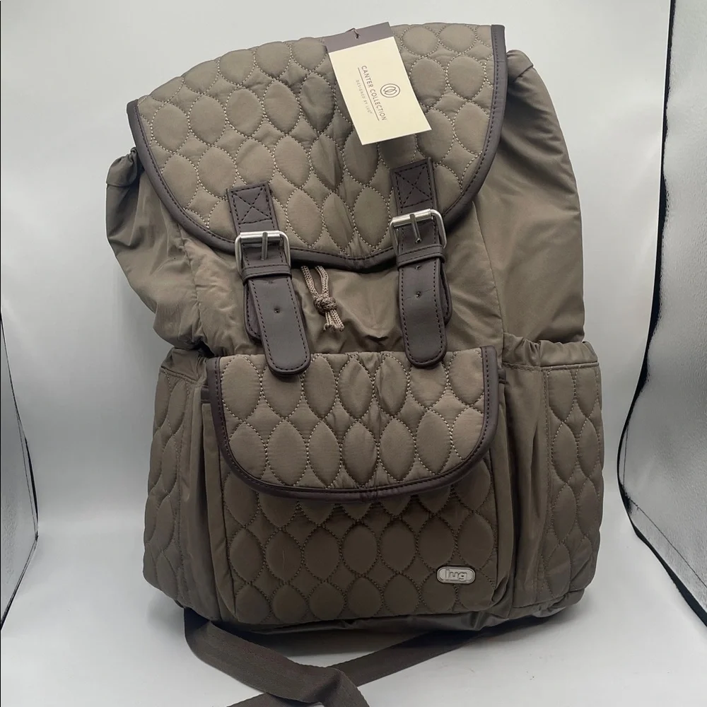 Lug Canter collection Quilted Derby-walnut color dawstring Backpack NWT